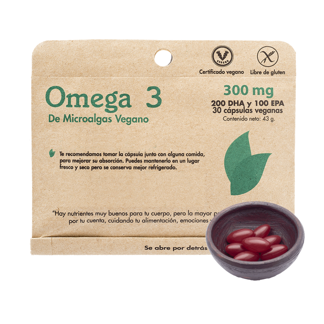 vitamina omega 3. Omega 3 de microalgas vegano, vitaminas libre de gluten